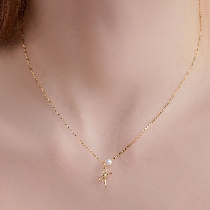 ■ENGBROX■ silver925 stacy ribbon pearl necklace EBNL24057 stacy ribbon pearl necklace - ENGBROX | 60% - Asian Fashion