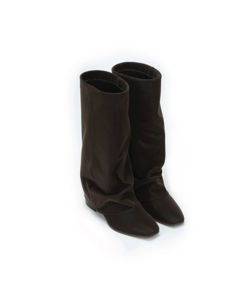 ショートブーツ・ブーティ THREE TO EIGHTY Wrinkle Leather Boots Dark BrownShort Wrinkle Leather Boots (Dark Brown) (225-255) - 3/80 THREE TO