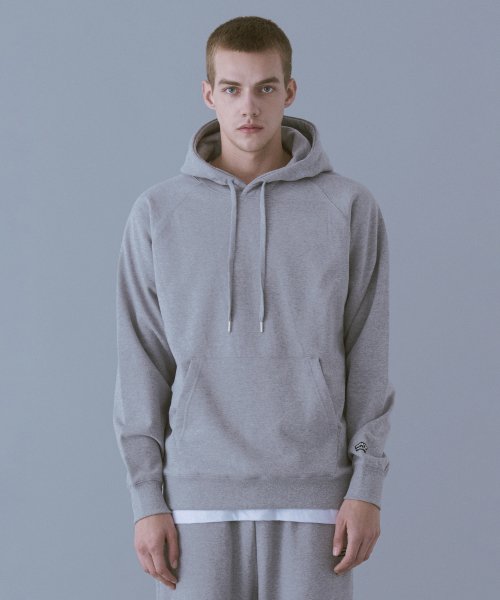 Melange Master(멜란지 마스터) 실시간 인기 스타일 스탠다드 후드 스웨트 셔츠 [멜란지 그레이]_소매 와펜