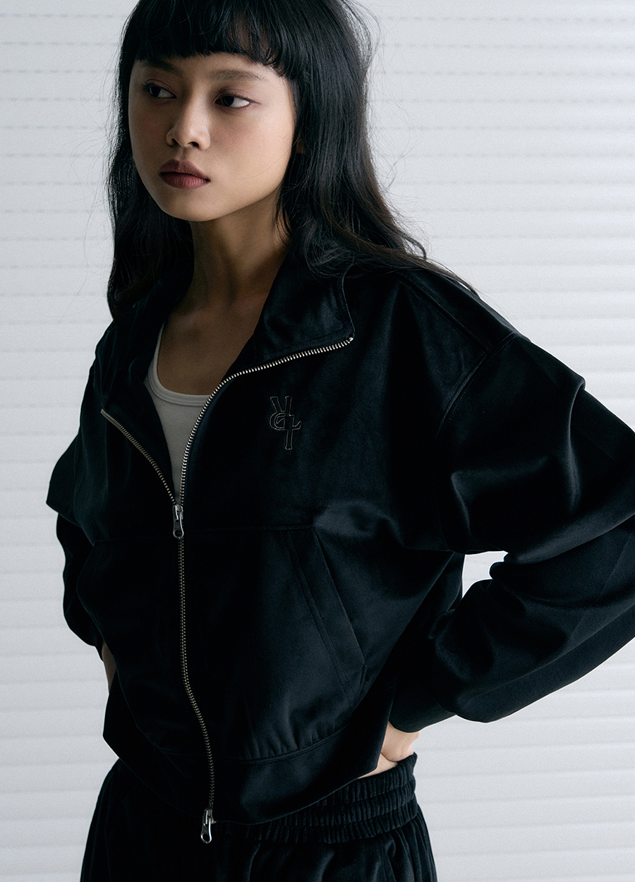 LEATHERY(레더리) | 실시간 인기 스타일 | Reverse Logo Velour Track Zip-Up [BLACK] | 온더룩