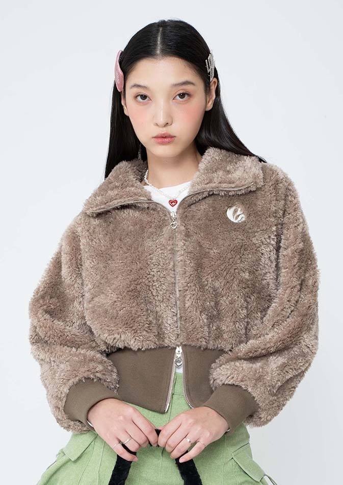 Lotsyou Lotsyou Cotton Candy Crop Faux Fur Jacket Lotsyou lotsyou cotton candy crop faux fur jacket