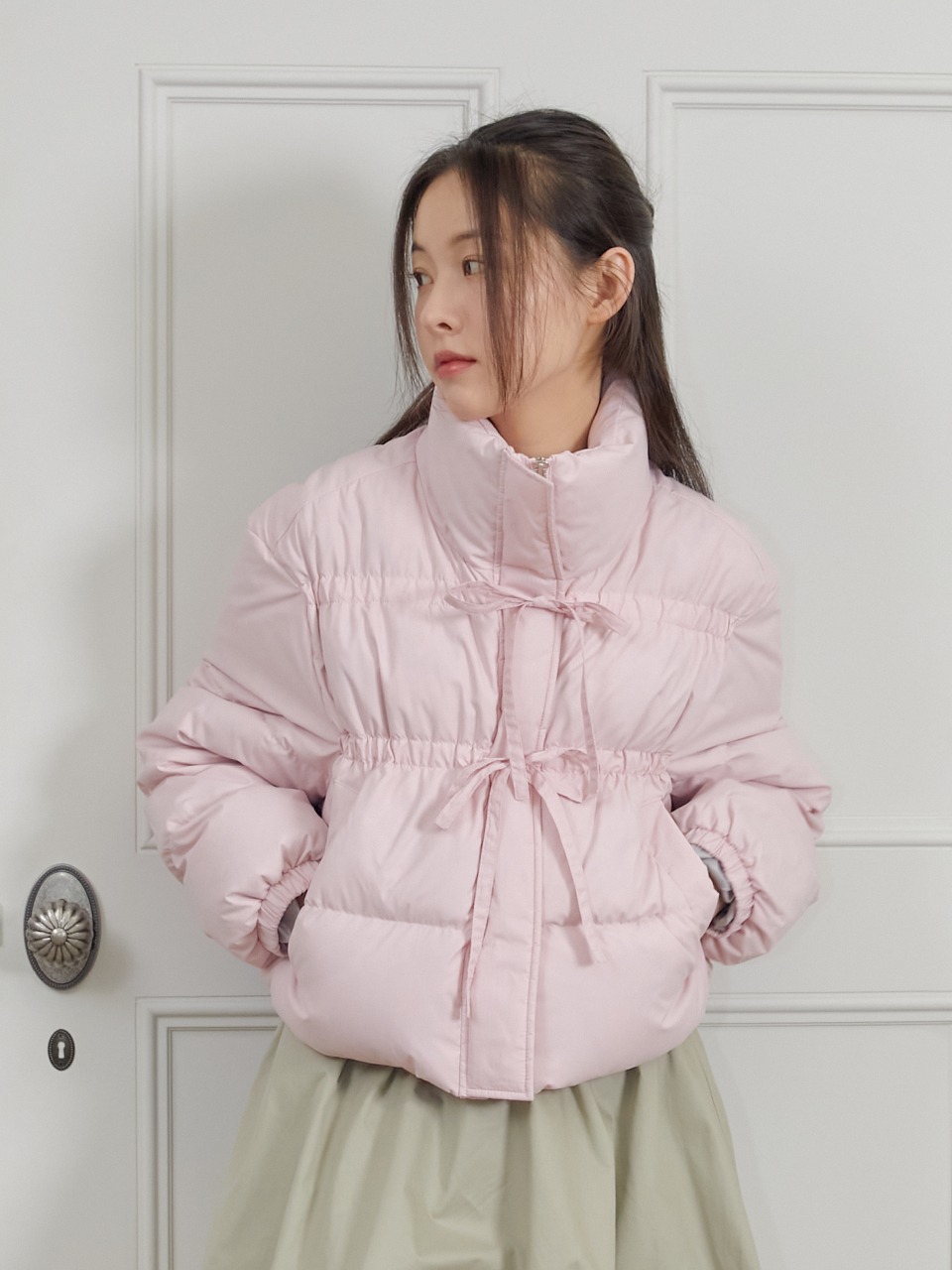 ダウンジャケット・コート MARGARIN FINGERS RIBBON SHIRRING PADDING BKS1047 margarin fingers(마가린핑거스) | 실시간 인기 스타일 | RIBBON