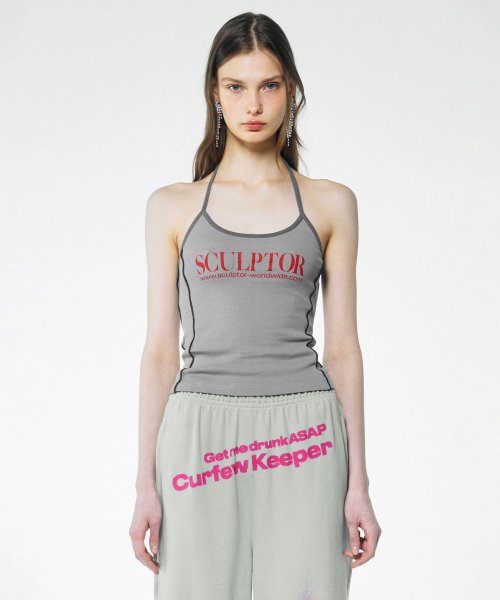 ★SCULPTOR★ Classic Logo Halter Top Gray SC23S258GY Classic Logo Halter Top Gray – Sculptor