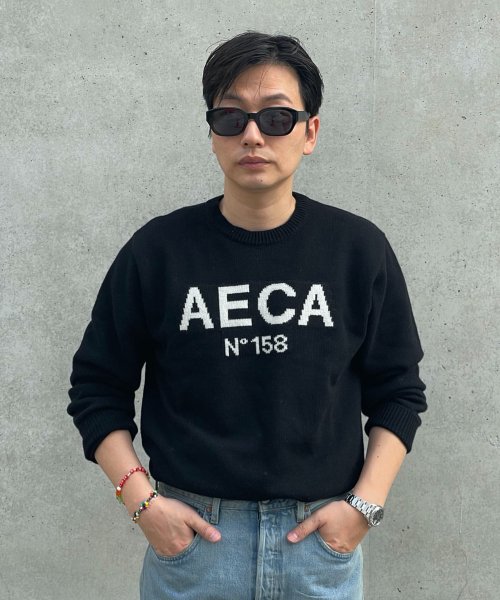 ◆AECA WHITE BIG LOGO WOOL KNIT/5色◆ MUSINSA | AECA WHITE AECA BIG LOGO WOOL KNIT-BLACK